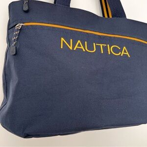 Nautica Dark Blue large Tote overnight  Bag with Yellow Accents